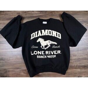 Diamond Cross Ranch Sweatshirt Lone River Ranch Water Horse Print Size L